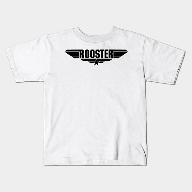 Top Gun Maverick Logo Parody Rooster Goose Iceman Kids T-Shirt by ArtIzMuzikForTheEyez